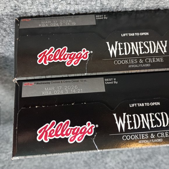Kelloggs Wednesday Addams Cookies & Creme Cereal Set of 2 Limited Edition 12oz - Picture 9 of 9